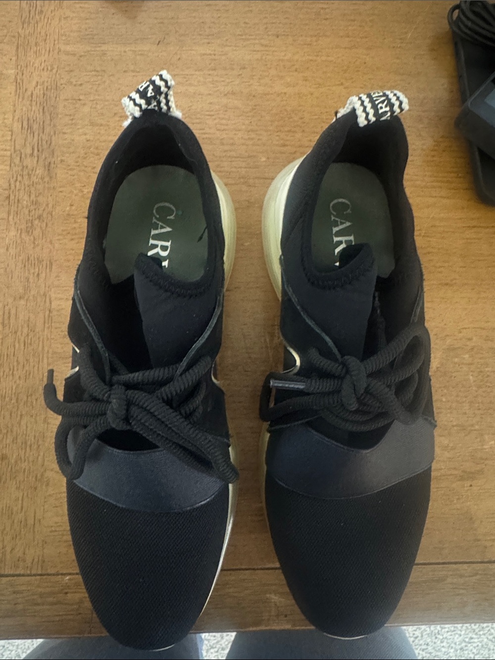 Caren Black Knit Lace-Up Women’s Sneakers with Cream Sole